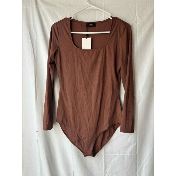 Mynta Tops - Mynta Brown Scoopneck Bodysuit Womens Size MP